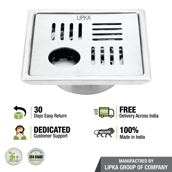 Pink Exclusive Square Floor Drain (6 x 6 Inches) with Hole and Cockroach Trap - LIPKA - Lipka Home