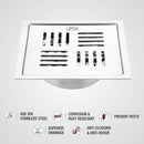 Pink Exclusive Square Flat Cut Floor Drain (5 x 5 Inches) with Cockroach Trap - LIPKA - Lipka Home