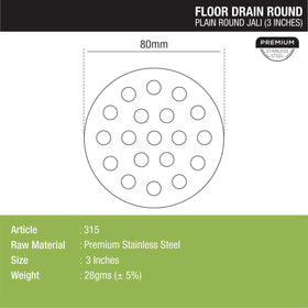Plain Round Jali Floor Drain (3 inches) - LIPKA - Lipka Home