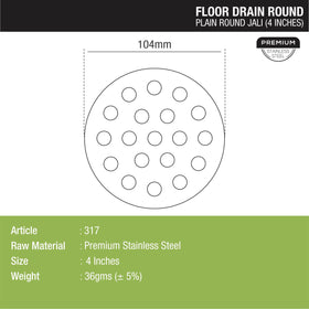 Plain Round Jali Floor Drain (4 inches) - LIPKA - Lipka Home
