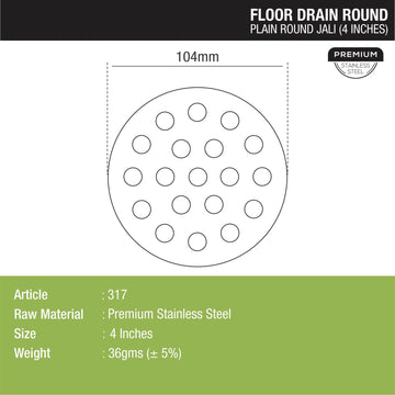 Plain Round Jali Floor Drain (4 inches) - LIPKA - Lipka Home