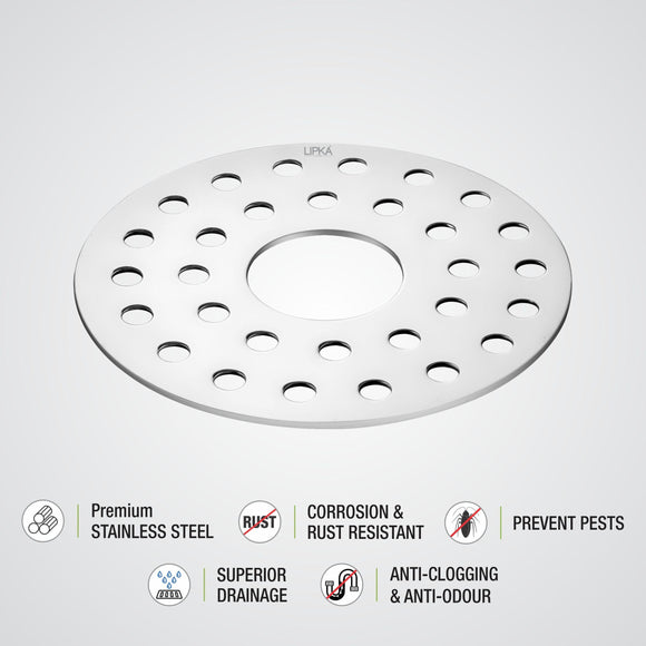 Plain Round Jali Floor Drain with Hole (4 inches) - LIPKA - Lipka Home