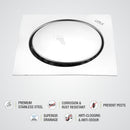 Pop-up Square Floor Drain with Water Seal (6 x 6 Inches) - LIPKA - Lipka Home