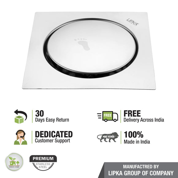 Pop-up Square Floor Drain with Water Seal (6 x 6 Inches) - LIPKA - Lipka Home