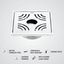 Purple Exclusive Square Floor Drain (6 x 6 Inches) with Hole & Cockroach Trap - LIPKA - Lipka Home