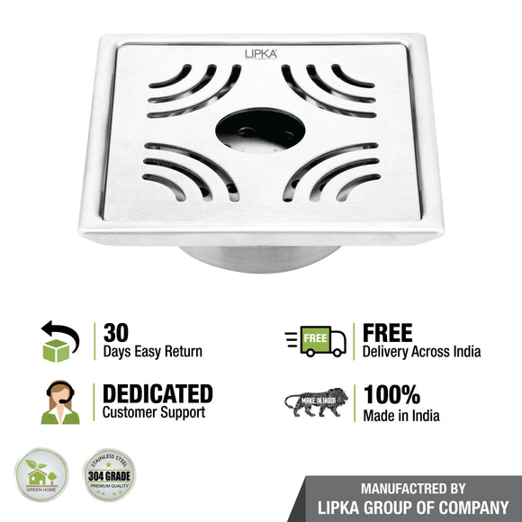 Purple Exclusive Square Floor Drain (6 x 6 Inches) with Hole & Cockroach Trap - LIPKA - Lipka Home