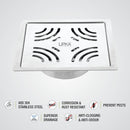 Purple Exclusive Square Flat Cut Floor Drain (6 x 6 Inches) with Cockroach Trap - LIPKA - Lipka Home