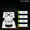 Purple Exclusive Square Flat Cut Floor Drain (6 x 6 Inches) with Hole and Cockroach Trap - LIPKA - Lipka Home