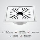 Purple Exclusive Square Flat Cut Floor Drain (6 x 6 Inches) with Hole and Cockroach Trap - LIPKA - Lipka Home