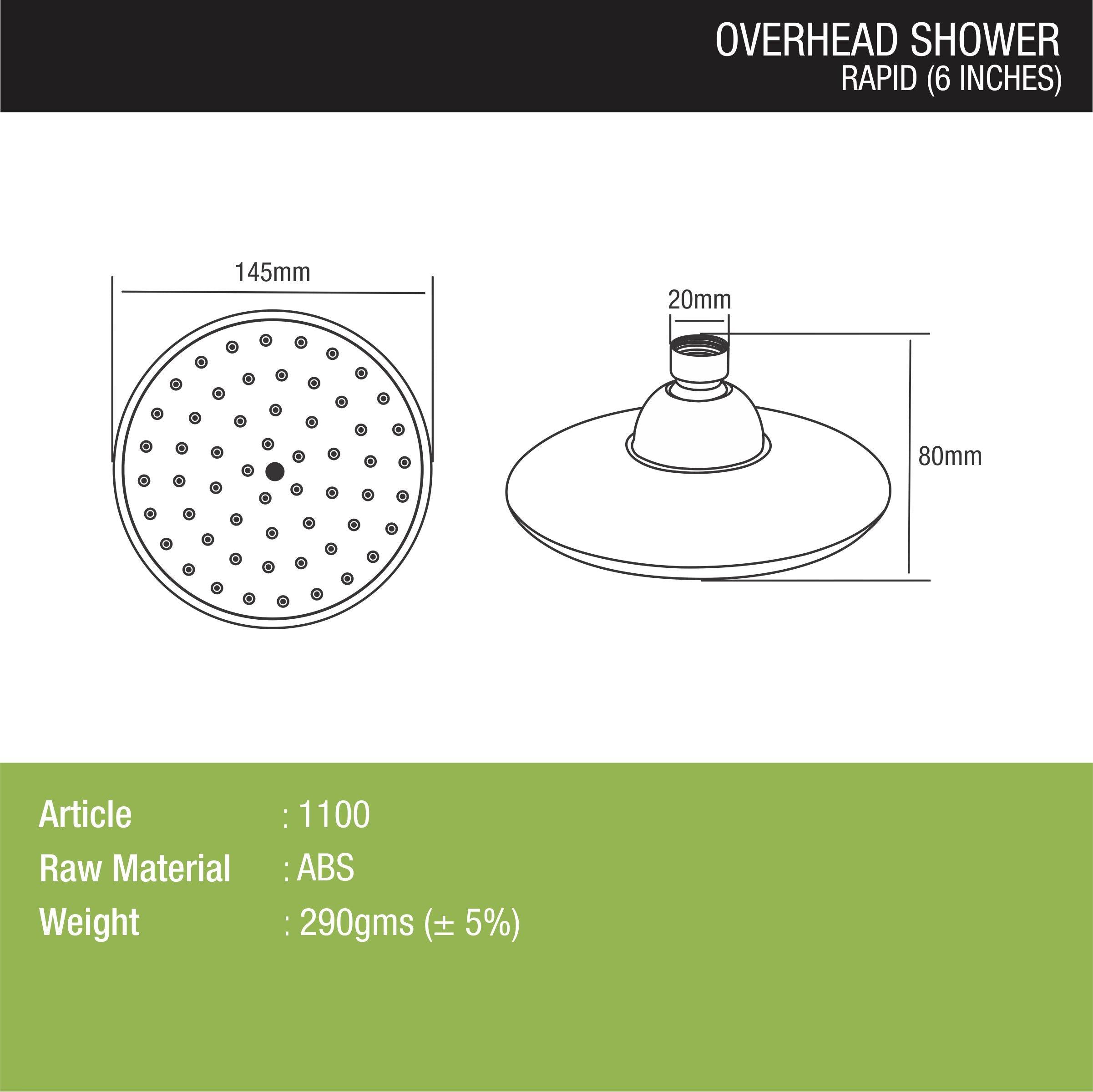 Rapid Overhead Shower (6 Inches) dimensions and sizes