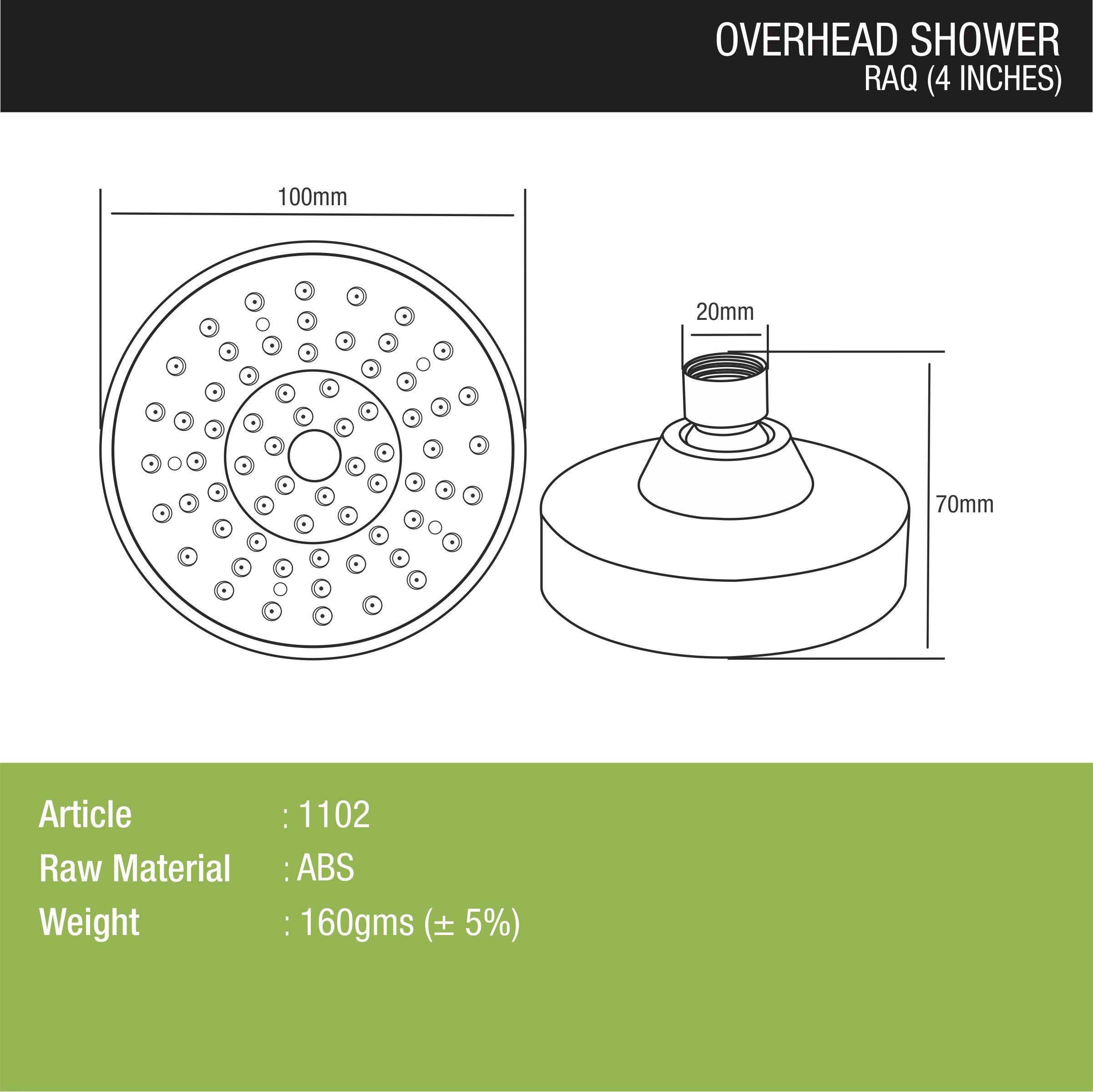 Raq Overhead Shower (4 Inches) dimensions and sizes