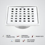 Red Exclusive Square Floor Drain (5 x 5 Inches) with Cockroach Trap features
