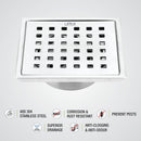 Red Exclusive Square Floor Drain (6 x 6 Inches) with Cockroach Trap - LIPKA - Lipka Home
