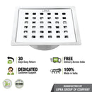 Red Exclusive Square Flat Cut Floor Drain (5 x 5 Inches) with Cockroach Trap - LIPKA - Lipka Home