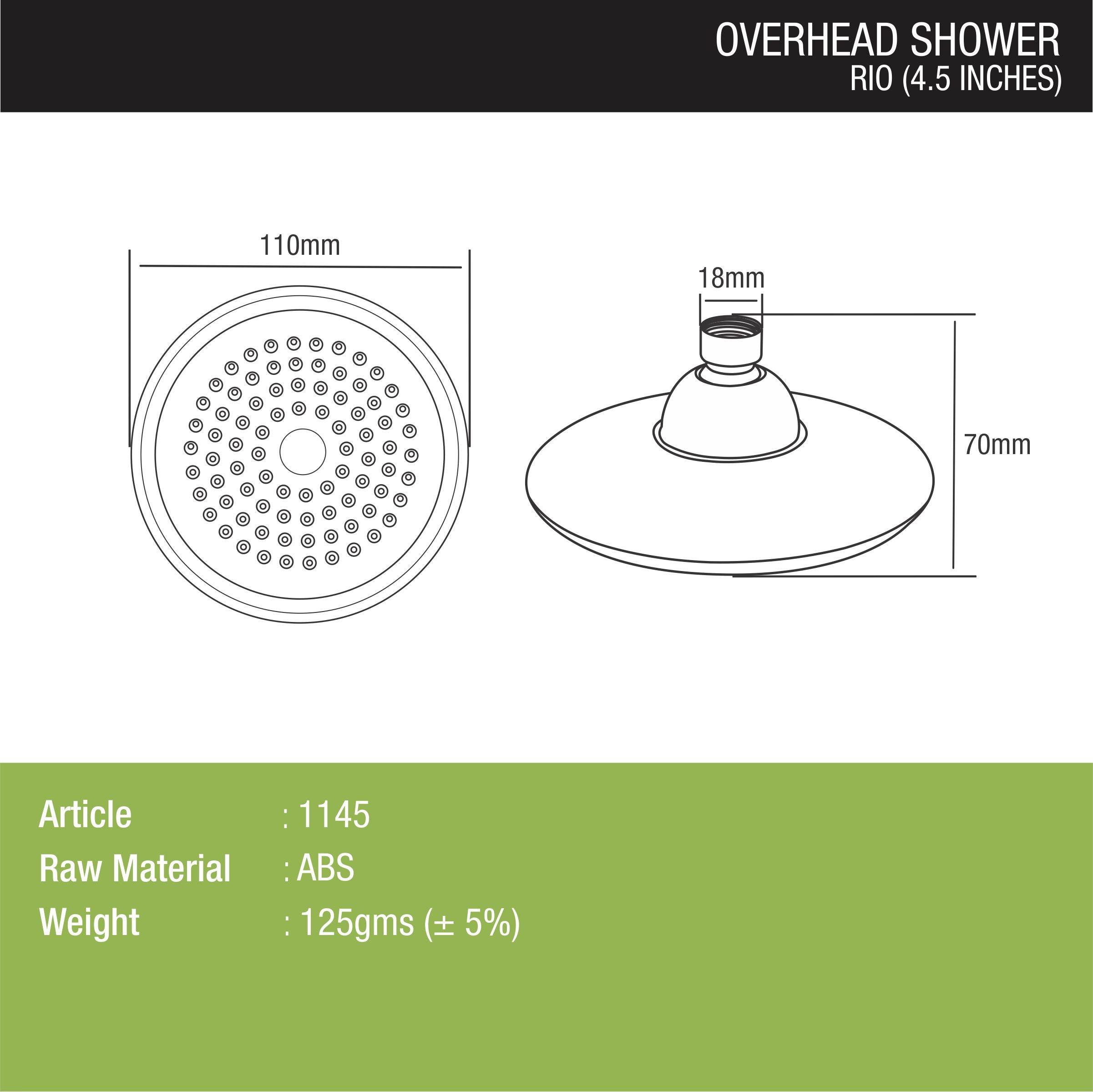 Rio Overhead Shower (4.5 Inches) dimensions and sizes
