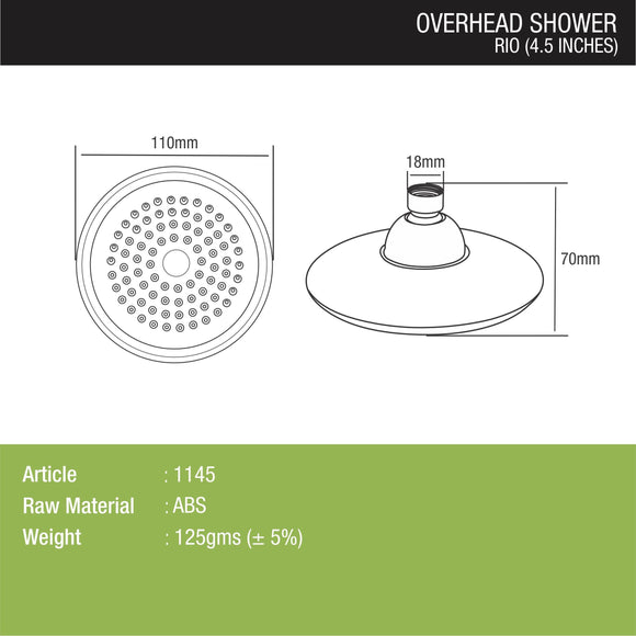 Rio Overhead Shower (4.5 Inches) - LIPKA - Lipka Home