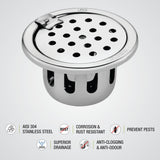 Round Floor Drain (4 inches) with Hinge & Cockroach Trap - LIPKA