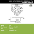 Round Floor Drain (4 inches) with Cockroach Trap & Lid - LIPKA - Lipka Home