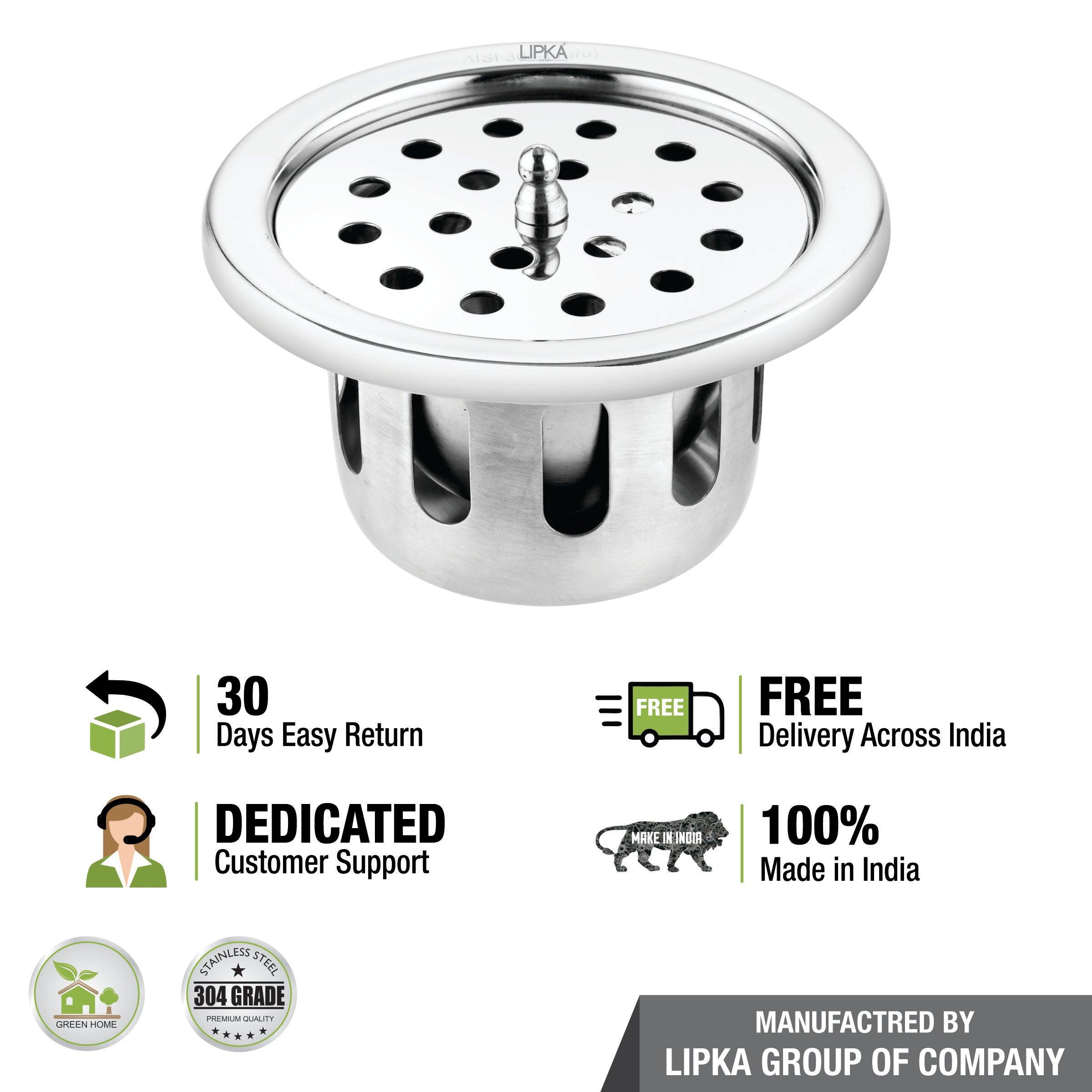 Round Floor Drain (4 inches) with Cockroach Trap & Lid free delivery