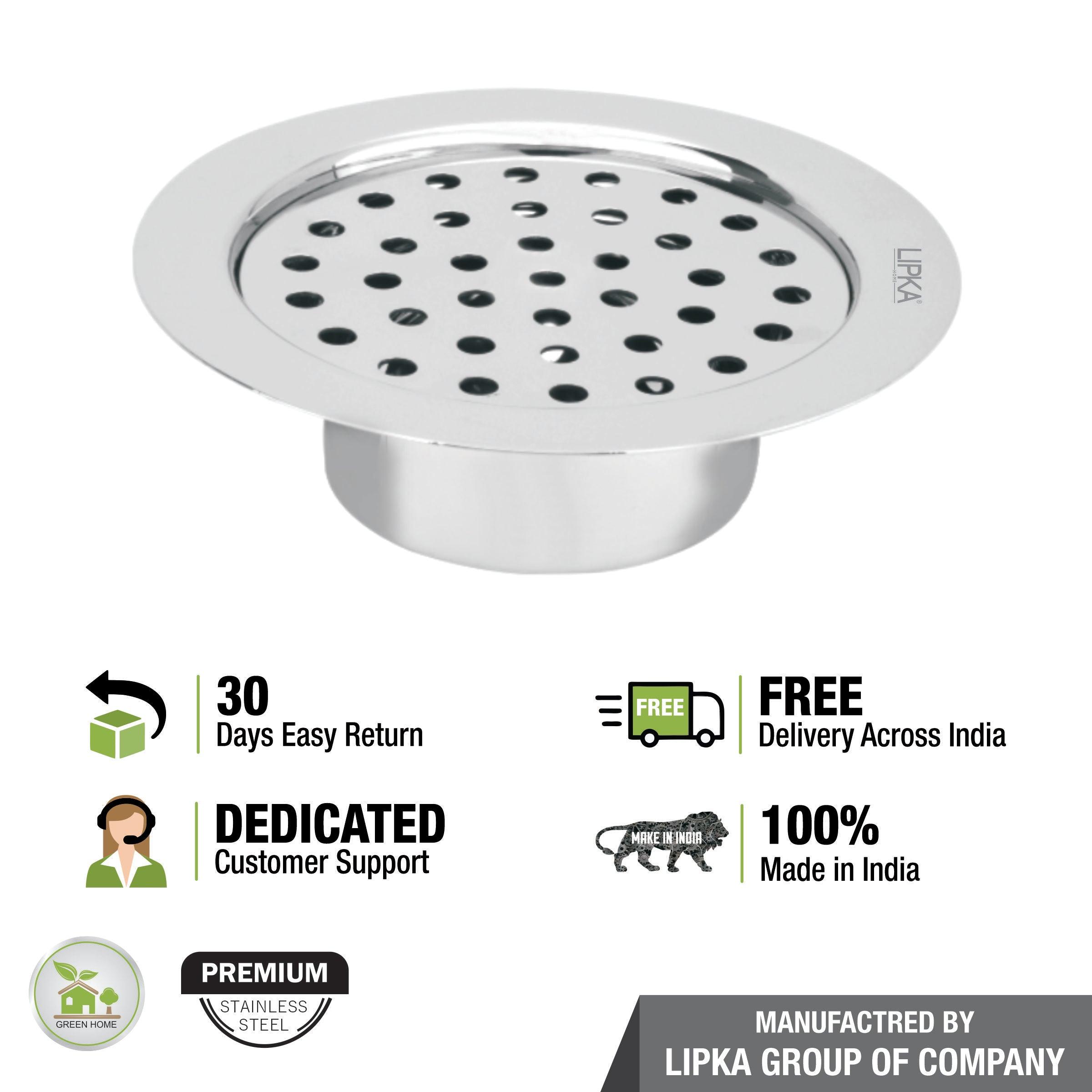 Super Sleek Round Flat Cut Floor Drain (5 Inches) with Cockroach Trap - LIPKA - Lipka Home