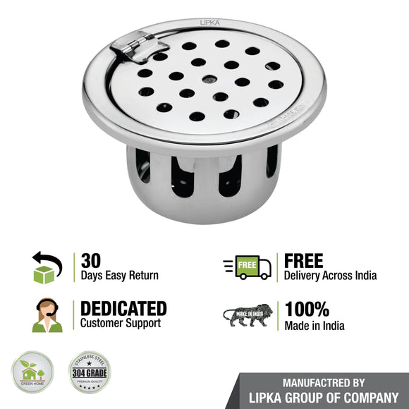 Round Floor Drain (5 inches) with Hinge & Cockroach Trap - LIPKA - Lipka Home