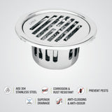 Golden Classic Jali Round Floor Drain (5 Inches) with Cockroach Trap features