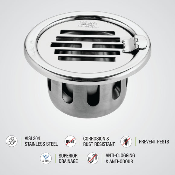 Golden Classic Jali Round Floor Drain (5 Inches) with Hinge and Cockroach Trap - LIPKA - Lipka Home
