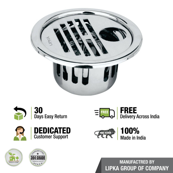 Golden Classic Jali Round Floor Drain (5 Inches) with Cockroach Trap and Hole - Lipka Home