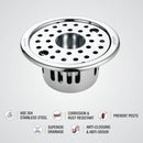 Round Floor Drain (5 inches) with Cockroach Trap, Lock & Hole - LIPKA - Lipka Home