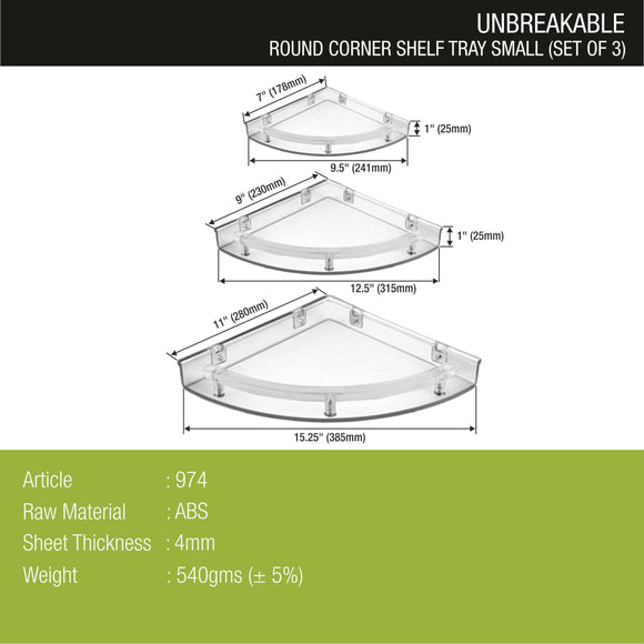 Round Small ABS Corner Shelf Tray (Set of 3) - LIPKA - Lipka Home