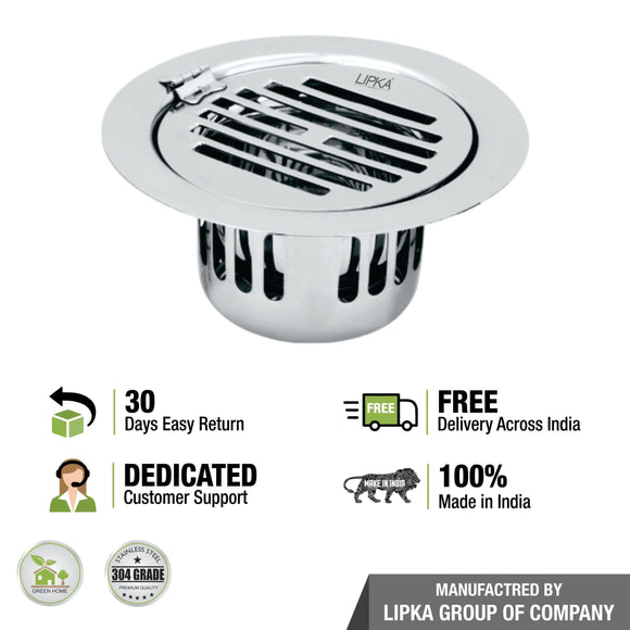 Golden Classic Jali Round Flat Cut Floor Drain (5 Inches) with Hinge and Cockroach Trap - LIPKA - Lipka Home