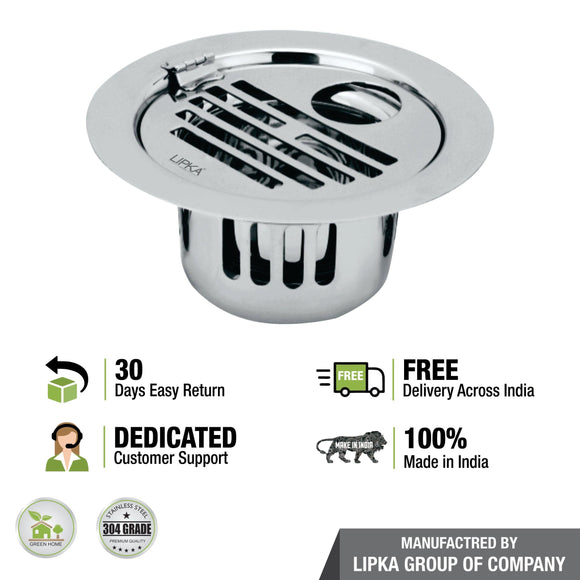 Golden Classic Jali Round Flat Cut Floor Drain (5 Inches) with Hinge, Hole and Cockroach Trap - LIPKA - Lipka Home