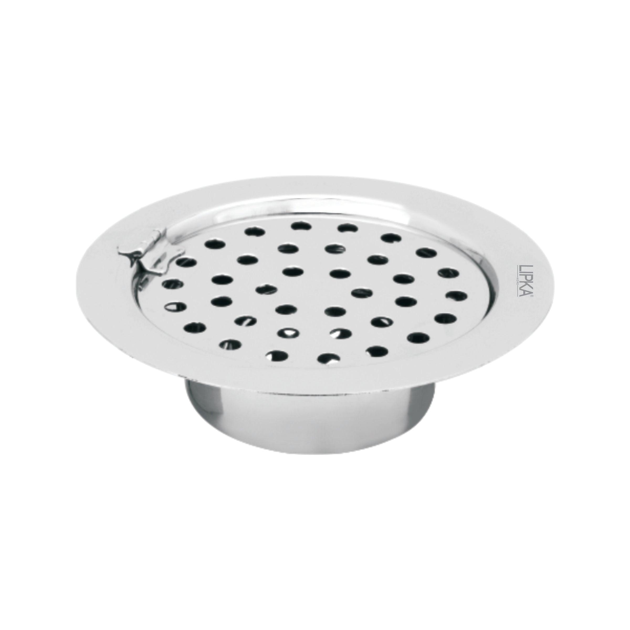 Super Sleek Round Flat Cut Floor Drain (5 Inches) with Hinge and Cockroach Trap - LIPKA - Lipka Home