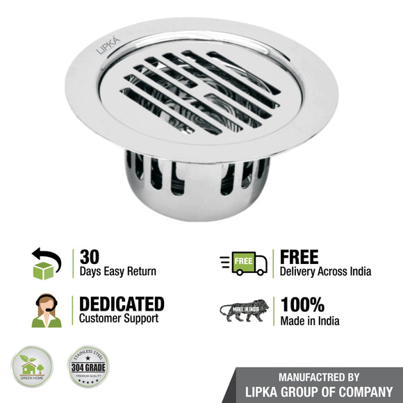 Golden Classic Jali Round Flat Cut Floor Drain (5.5 inches) with Cockroach Trap - LIPKA - Lipka Home