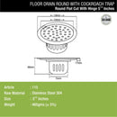 Round Flat Cut Floor Drain (5.5 inches) with Hinge & Cockroach Trap - LIPKA - Lipka Home