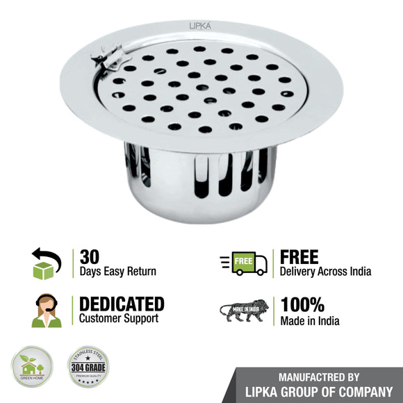 Round Flat Cut Floor Drain (5.5 inches) with Hinge & Cockroach Trap - LIPKA - Lipka Home