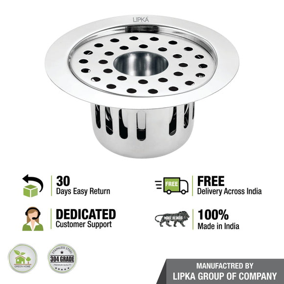Round Flat Cut Floor Drain (5.5 inches) with Cockroach Trap & Hole - LIPKA - Lipka Home