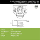 Round Flat Cut Floor Drain (5.5 inches) with Lock, Hole and Cockroach Trap - LIPKA - Lipka Home