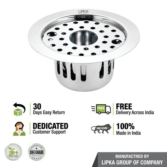 Round Flat Cut Floor Drain (5.5 inches) with Lock, Hole and Cockroach Trap - LIPKA - Lipka Home