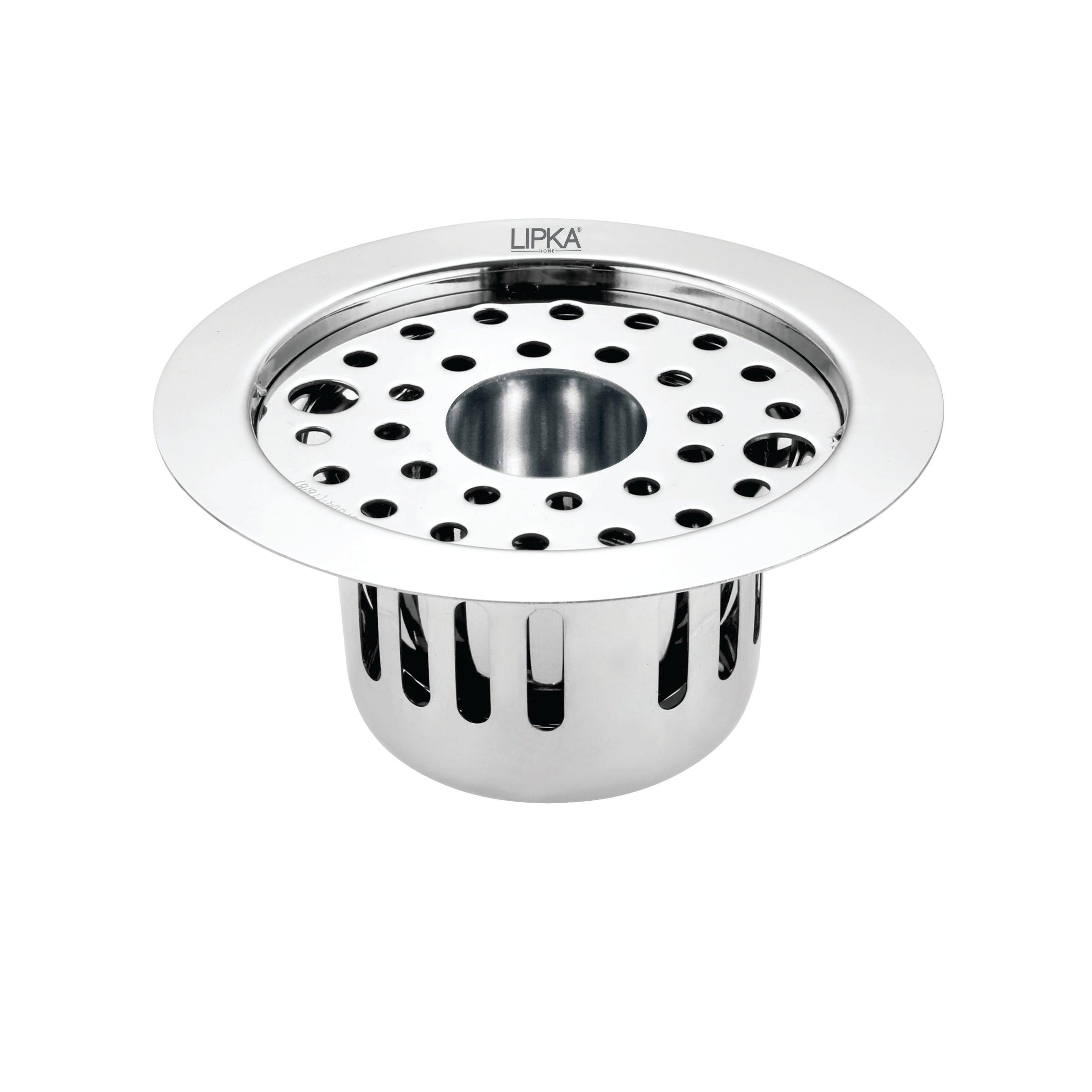 Round Flat Cut Floor Drain (5.5 inches) with Lock, Hole and Cockroach Trap