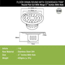 Round Flat Cut Floor Drain (5.5 inches) with Hinge, Hole & Cockroach Trap - LIPKA - Lipka Home