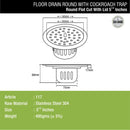 Round Flat Cut Floor Drain (5.5 inches) with Cockroach Trap & Lid - LIPKA - Lipka Home