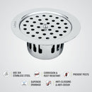 Round Flat Cut Floor Drain (5.5 inches) with Cockroach Trap & Lid - LIPKA - Lipka Home