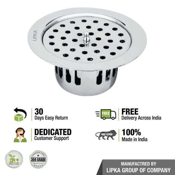 Round Flat Cut Floor Drain (5.5 inches) with Cockroach Trap & Lid - LIPKA - Lipka Home