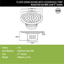 Round Flat Cut Floor Drain (5.5 inches) with Lock & Cockroach Trap - LIPKA - Lipka Home