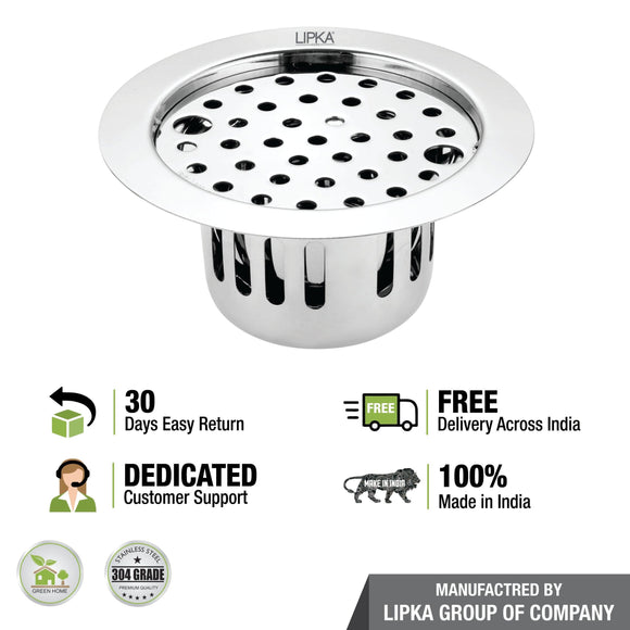 Round Flat Cut Floor Drain (5.5 inches) with Lock & Cockroach Trap - LIPKA - Lipka Home