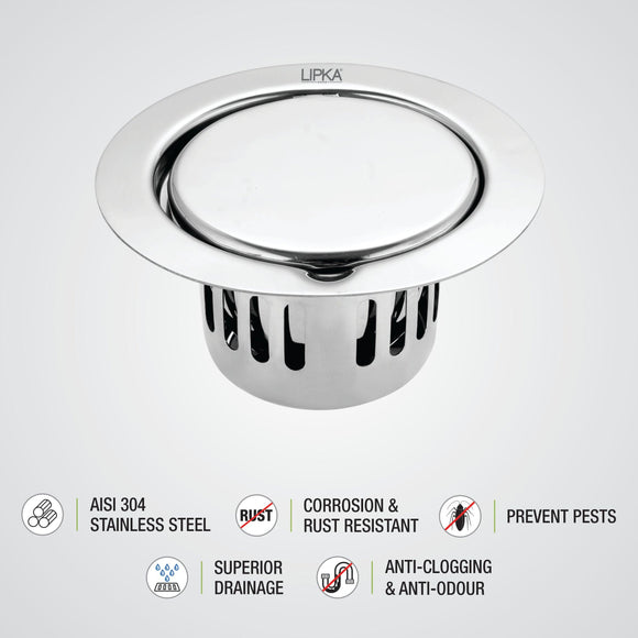 Full Moon Round Floor Drain (5.5 inches) with Cockroach Trap - LIPKA - Lipka Home