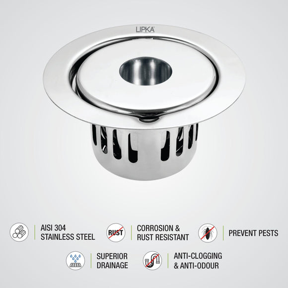 Full Moon Round Floor Drain (5.5 inches) With Hole and Cockroach Trap - LIPKA - Lipka Home