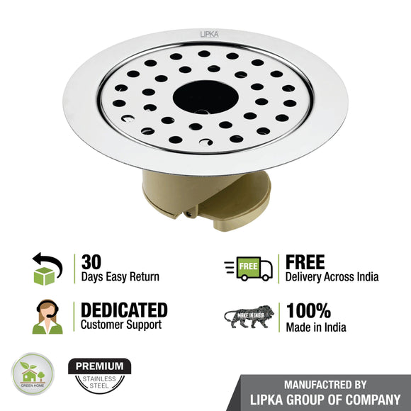 Round Jal Floor Drain (5 x 5 Inches) with Hole and Wide PVC Cockroach Trap - LIPKA - Lipka Home