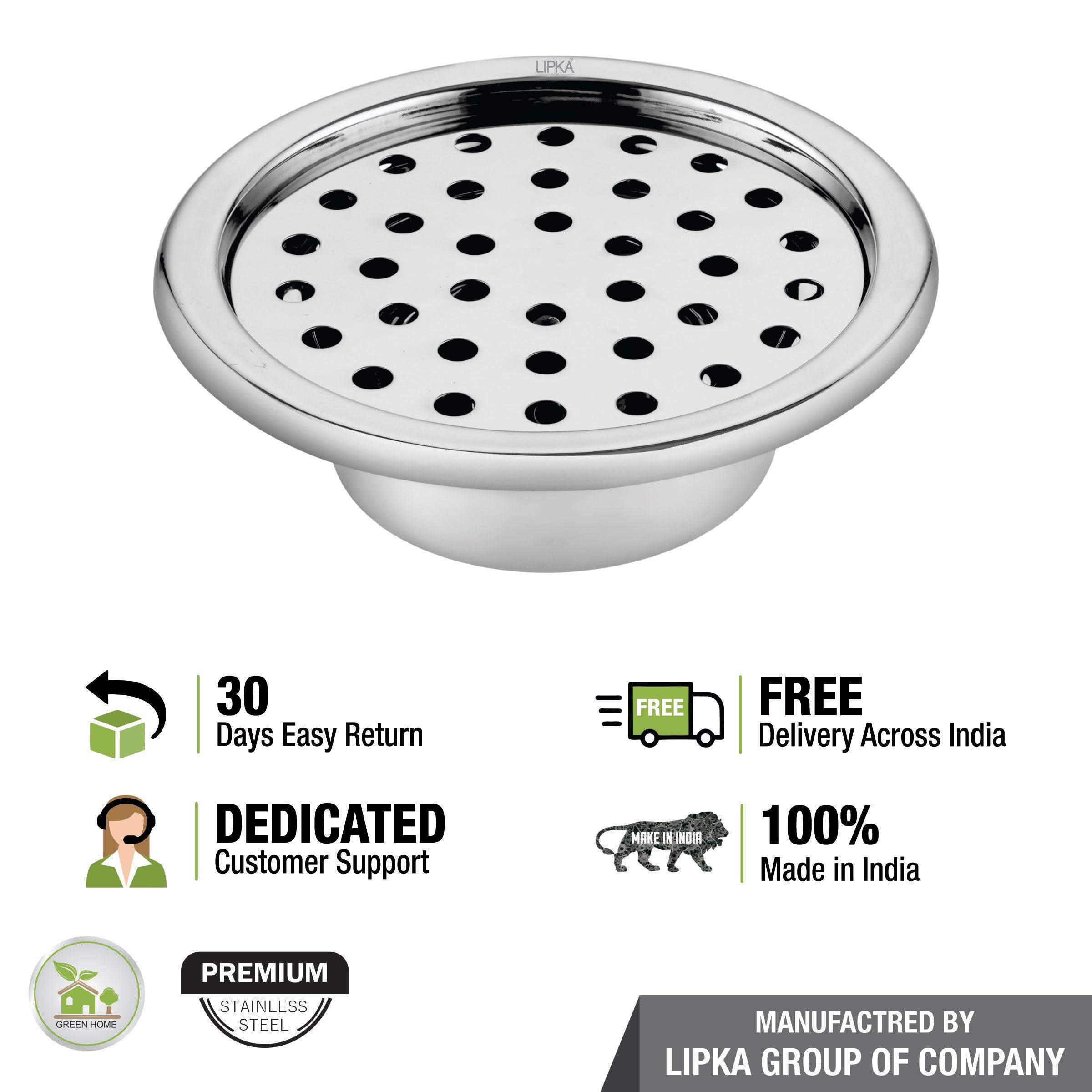 Super Sleek Round Floor Drain (5 inches) with Cockroach Trap - LIPKA - Lipka Home